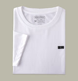 Plated Jersey Round Neck White T-Shirt