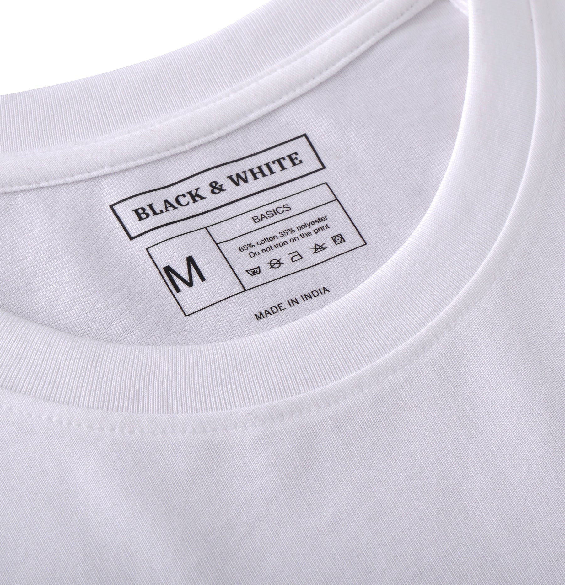 Plated Jersey Round Neck White T-Shirt