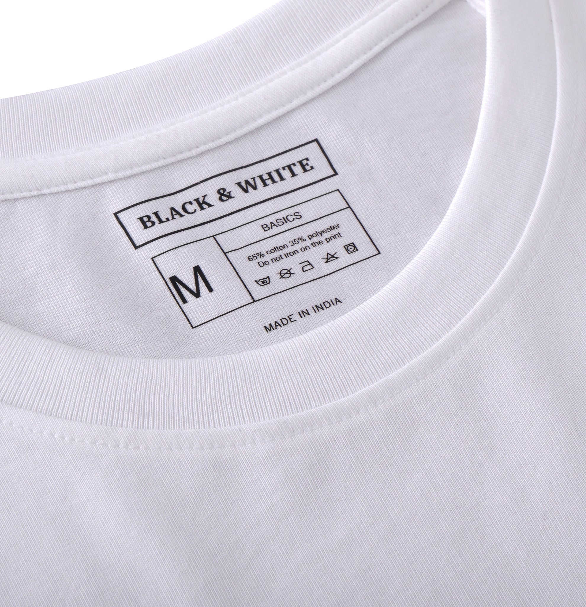 Plated Jersey Round Neck White T-Shirt