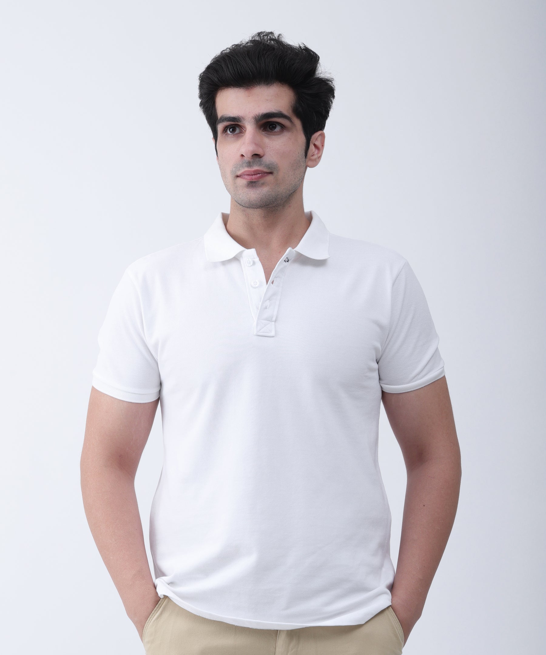 Men's White Pique Polo T-Shirt