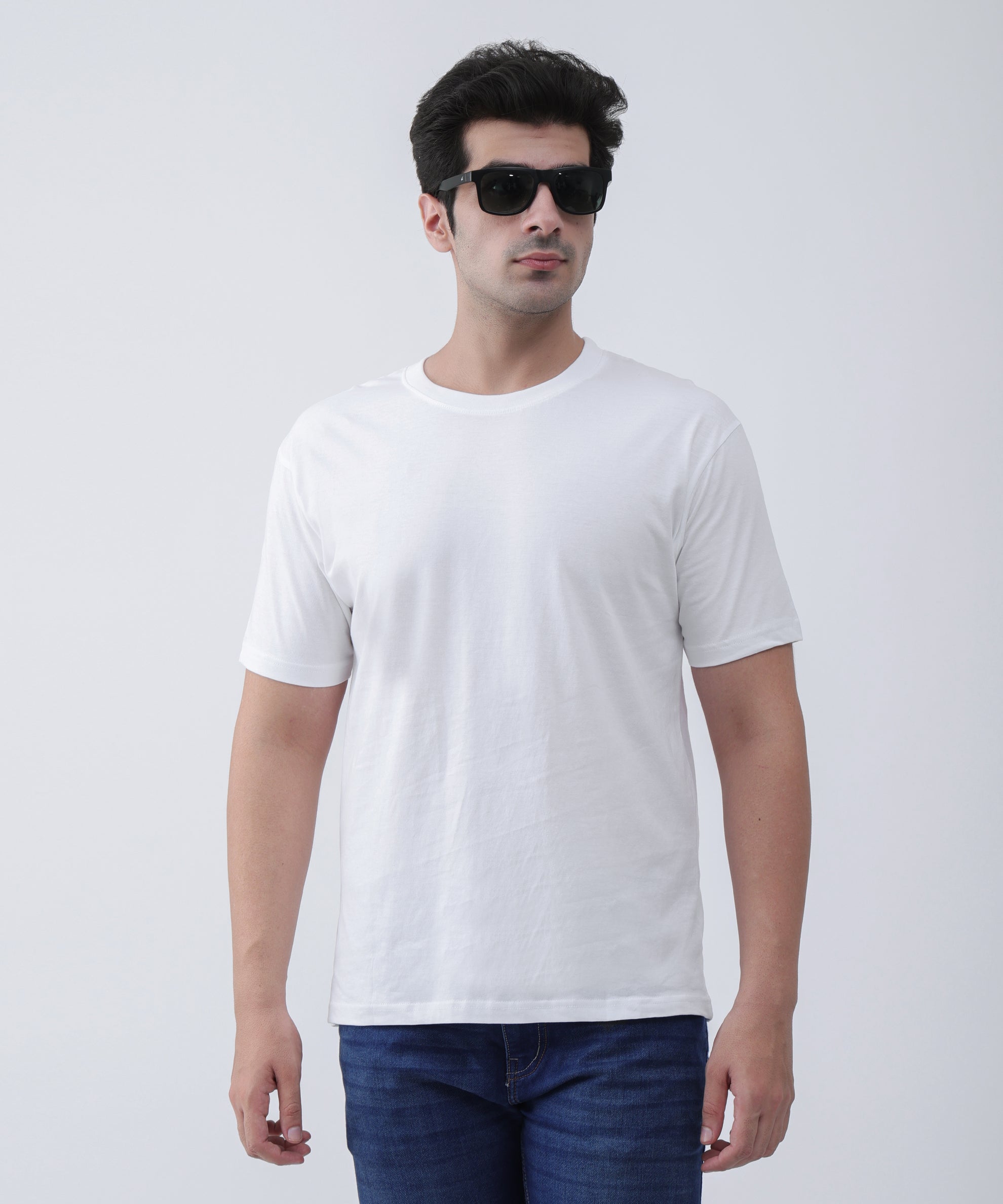 White Round Neck T-Shirt for Men