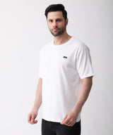 Plated Jersey Round Neck White T-Shirt
