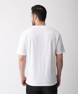 Plated Jersey Round Neck White T-Shirt
