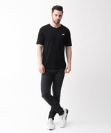 Plated jersey round neck black