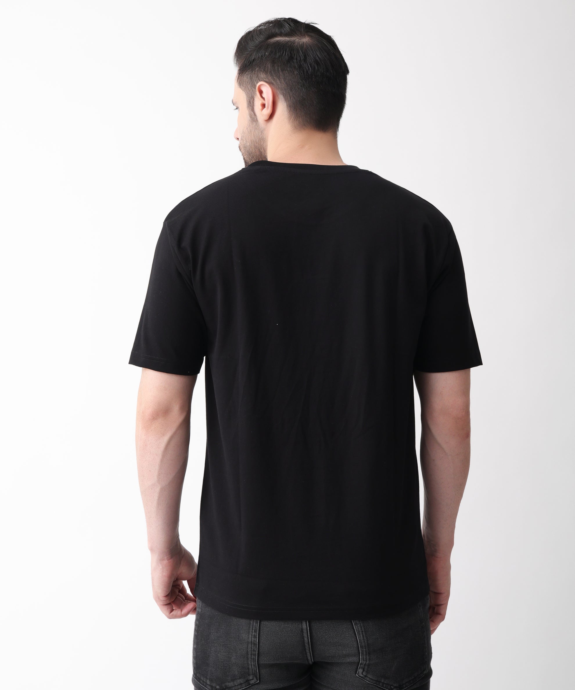Plated jersey round neck black